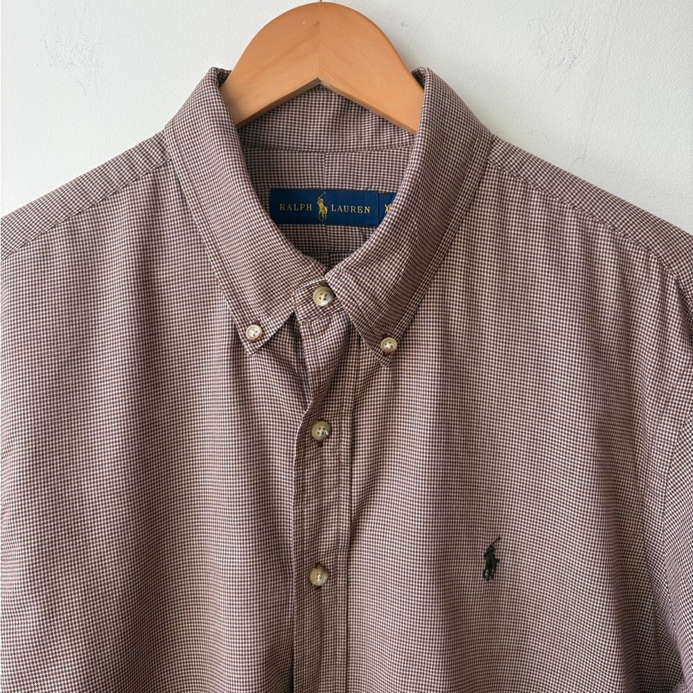 Ralph Lauren Brown Microcheck Button-Down Shirt​